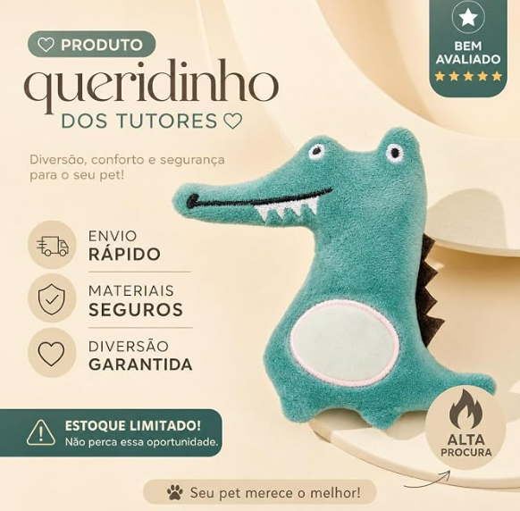 Jacaré de Pelúcia para Gatos